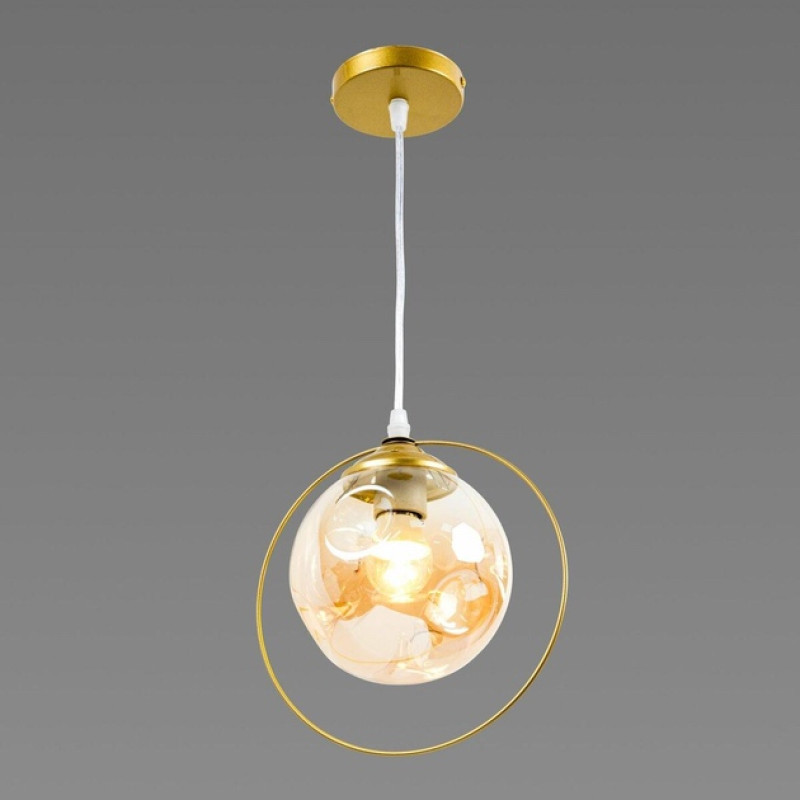 Люстра подвесная Sirius со стеклянным плафоном под лампу Е27 золотая IP20 Л 7369/1A CG