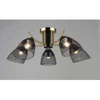 Потолочная люстра Valeso на пять плафонов круглой формы под лампу Е27 черная/медь IP20 B K2264/5 BK+CO