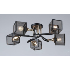 Потолочная люстра Valeso на пять плафонов в сетку под лампу Е27 черная/золотая IP20 B N5708/5 BK+FGD