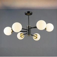 Стельова люстра Valeso на шість кулястих плафонів під лампу Е27 чорна/мідь IP20 B N6650/6