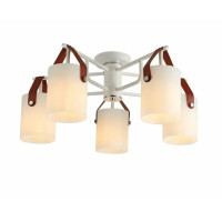 Потолочная люстра Valeso на шесть матовых плафонов под лампу Е27 белая/хром IP20 G 321035/5 CR+Matt