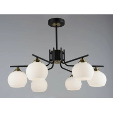 Стельова люстра Valeso на шість матових плафонів під лампу Е27 чорна/мідь IP20 N6616/6