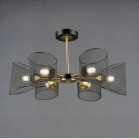 Потолочная люстра Valeso на шесть плафонов в сетку под лампу Е27 черная/медь IP20 B N6685/6 BK+COP