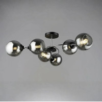 Стельова люстра Valeso на шість затемнених плафонів під лампу Е27 чорна/хром IP20 B K2288/6 BK+CH