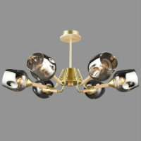 Стельова люстра Valeso на шість затемнених плафонів під лампу Е27 чорна/золото IP20 N6619/6