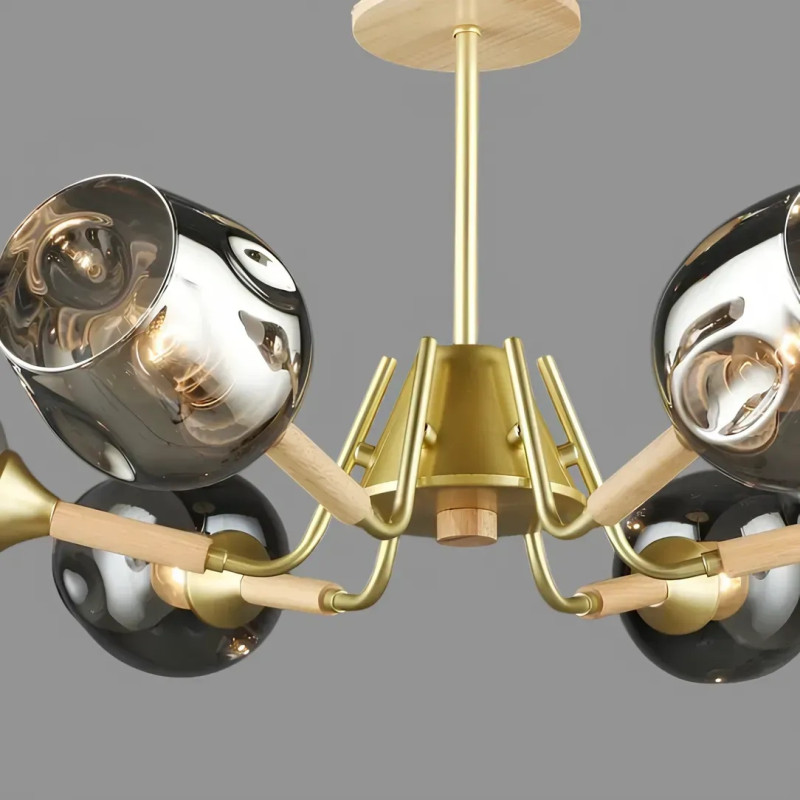 Потолочная люстра Valeso на шесть затемненных плафонов под лампу Е27 черная/золото IP20 N6619/6