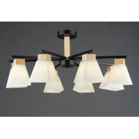 Потолочная люстра Valeso на восемь квадратных плафонов под лампу Е27 черная IP20 B N6608/8 BK+WOOD