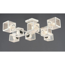 Стельова люстра Valeso на вісім сітчастих плафонів під лампу Е27 біла/хром IP20 N6637/8