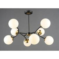 Потолочная люстра Valeso на восемь стеклянных плафонов под лампу Е27 черная/медь IP20 B N6612/8 BK+COP