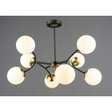 Стельова люстра Valeso на вісім скляних плафонів під лампу Е27 чорна/мідь IP20 B N6612/8 BK+COP