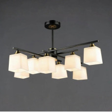 Потолочная люстра Valeso на восемь стеклянных плафонов под лампу Е27 черная/медь IP20 B N6668/8 BK+COP