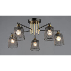 Потолочная люстра Valeso с металлическим каркасом под лампу Е27 черная/медь IP20 B A4437/5 BK+COP