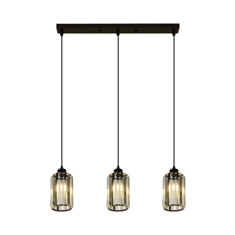 Люстра підвісна на три скляні плафони під лампу Е27 корпус чорний IP20 GLD-20996-3-120*170
