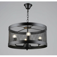 Люстра подвесная в стиле лофт Sirius с плафоном в сетку под четыре лампы Е27 черная IP20 B S2459/4 BK 60W