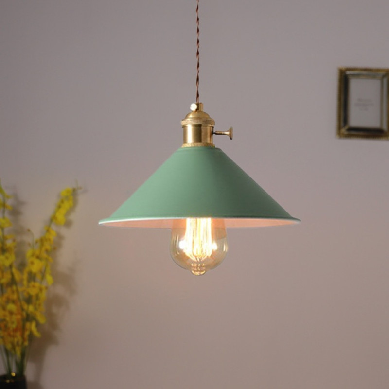 Люстра підвісна з конусним плафоном під лампу Е27 зелена IP20 Sirius PL049 60W
