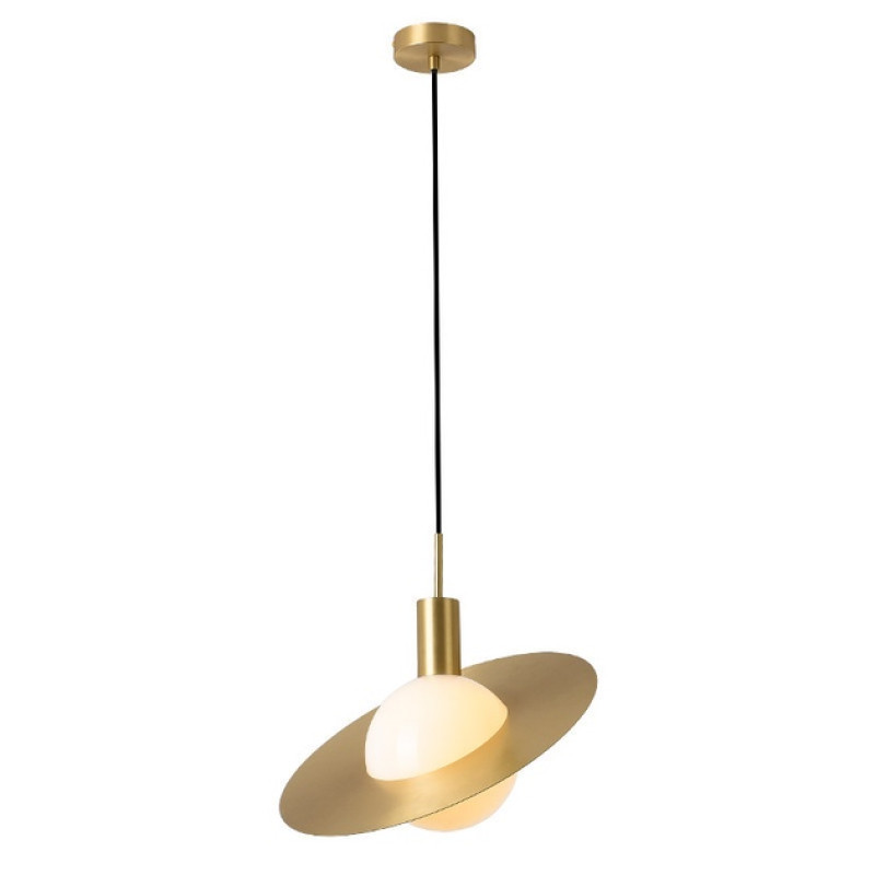 Люстра подвесная с плафоном-диском под лампу Е27 золотой корпус IP20 Sirius PL052 60W