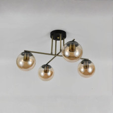 Стельова люстра Valeso на чотири кулясті плафони під лампу Е27 чорна/бронза IP20 FZ004-4 AB+BK