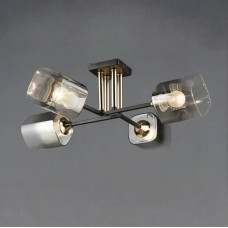 Потолочная люстра Valeso на четыре квадратных плафона под лампу Е27 черная/золото IP20 N6638/4