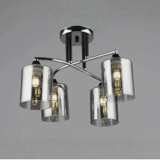 Стельова люстра Valeso на чотири затемнених плафони під лампу Е27 чорна/хром IP20 B K2301/4