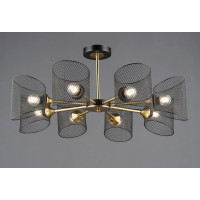 Стельова люстра Valeso з металевим каркасом під вісім ламп Е27 чорна/мідь IP20 B N6685/8 BK+COP