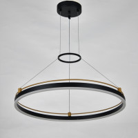 Подвесная LED люстра 76W с пультом Sirius кольцевая 3000K/4500K/6000K черная/золото IP20 CH8017 BK+GD