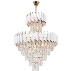 Подвесная хрустальная люстра Sirius многоярусная под 11 ламп Е27 белая/золотая IP20 Sirius B E1722/11 600W
