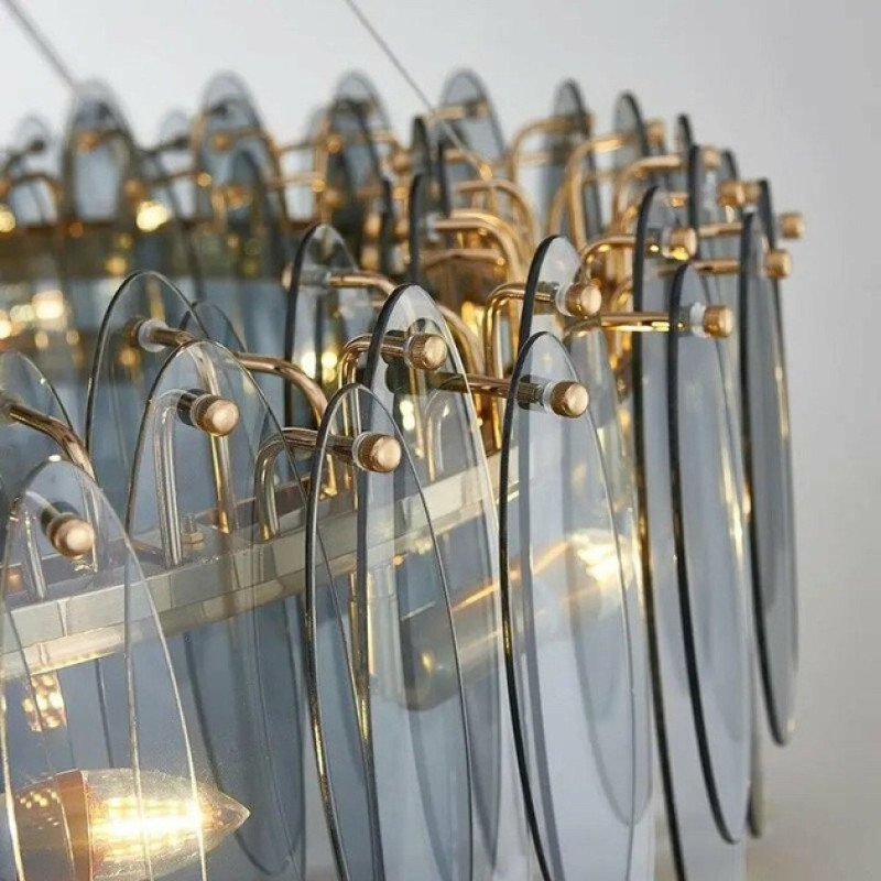 Подвесная хрустальная люстра Sirius с затемненными подвесами под восемь ламп Е14 золотистая IP20 Ш 88071