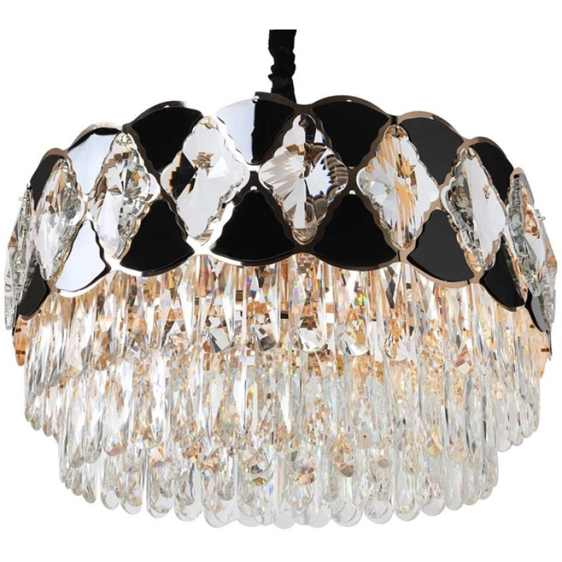 Подвесная хрустальная люстра Sirius под 15 ламп Е14 с черными вставками IP20 20111-15 600W