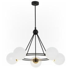 Підвісна люстра Sirius на п'ять скляних плафонів під лампу Е27 чорна/мідь IP20 9715-5 BK+Copper 