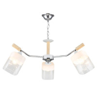 Подвесная люстра Sirius с деревянными элементами под три лампы Е27 белая/хром IP20 LX2490-3 WT+CH