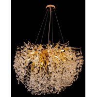 Підвісна люстра Sirius з кришталевими підвісами під дванадцять ламп G9 золота IP20 WM-7020/800 