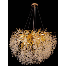 Підвісна люстра Sirius з кришталевими підвісами під дванадцять ламп G9 золота IP20 WM-7020/800 