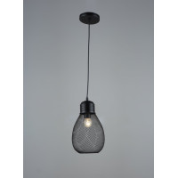 Підвісна люстра Sirius з металевим плафоном у сітку під лампу Е27 чорна IP20 B N5577/1Н BK 60W