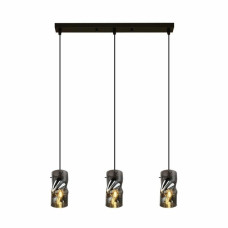 Подвесная люстра VALESO на три фигурных плафона под лампу Е27 черная IP20 GLD-22902-3