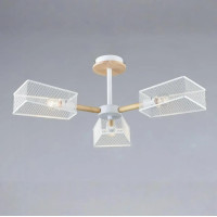 Стельова люстра Valeso з дерев'яним каркасом під три лампи Е27 біла IP20 B N6687/3