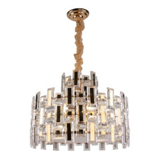 Підвісна люстра кришталева Sirius у класичному стилі під вісім ламп Е14 золота IP20 Ш 5048/500