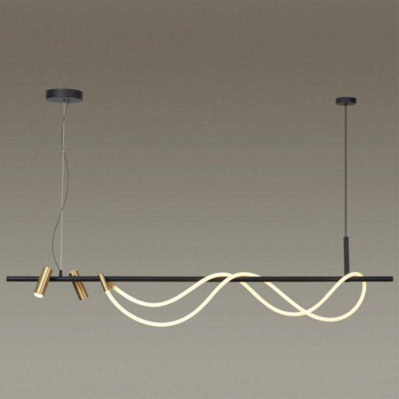 Подвесная светодиодная люстра 30W VALESO с гибким рассеивателем 4000К черная/золотая IP20 THD63815A-3 30