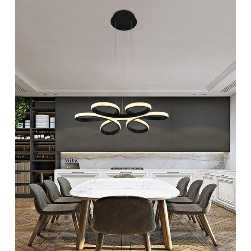 Підвісна світлодіодна люстра Sirius 104W з акриловим плафоном 3000-6500К чорна IP20 LCD3061 BK