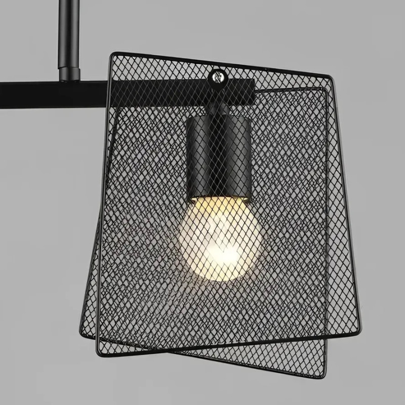 Стельова люстра Sirius у стилі лофт на металевій планці під дві лампи Е27 чорна B S2469/2 BK