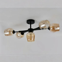 Стельова люстра Sirius у стилі модерн на п'ять плафонів під лампу Е27 чорна IP20 L0003-4+1 BK