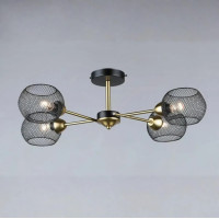 Стельова люстра Valeso в стилі лофт під чотири лампи Е27 чорна/мідь IP20 B N6565/4 BK+COP