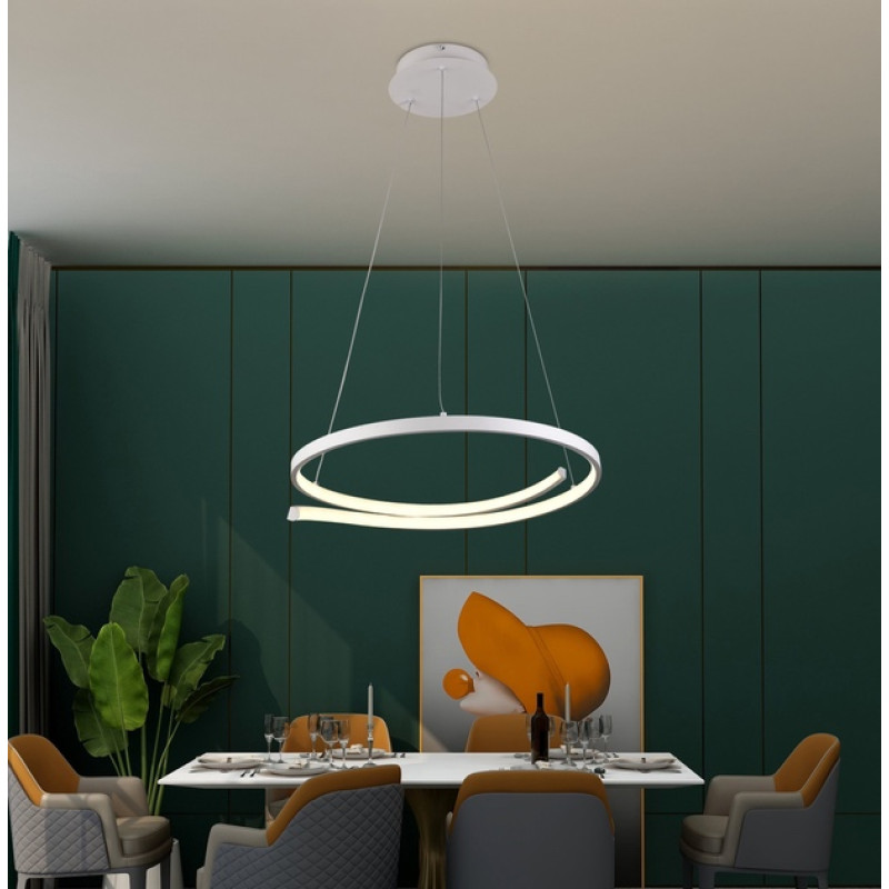 Підвісна світлодіодна люстра Sirius 48W з круглим плафоном 3000-6500К біла IP20 LCD3052 WT