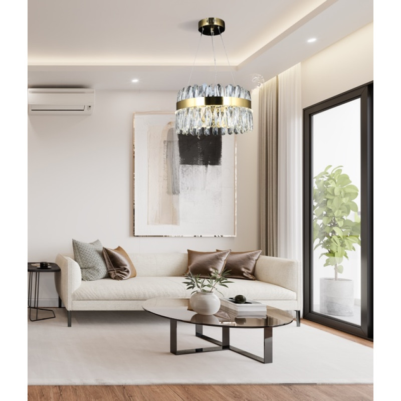 Підвісна світлодіодна люстра Sirius 50W кришталева 3000К-6500К мідна IP20 E2398/50W COP