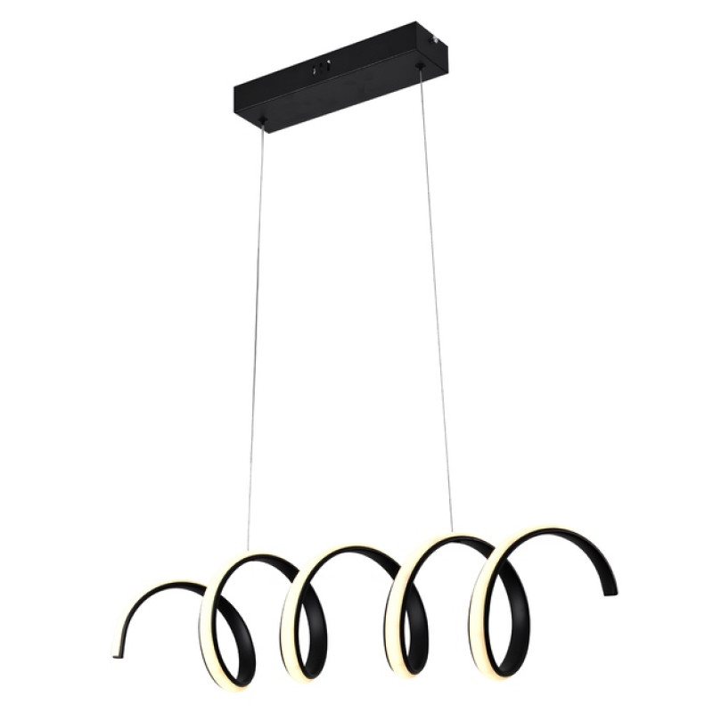 Підвісна світлодіодна люстра Sirius 52W з плафоном у формі спіралі 3000-6500К чорна IP20 LCD3055 BK