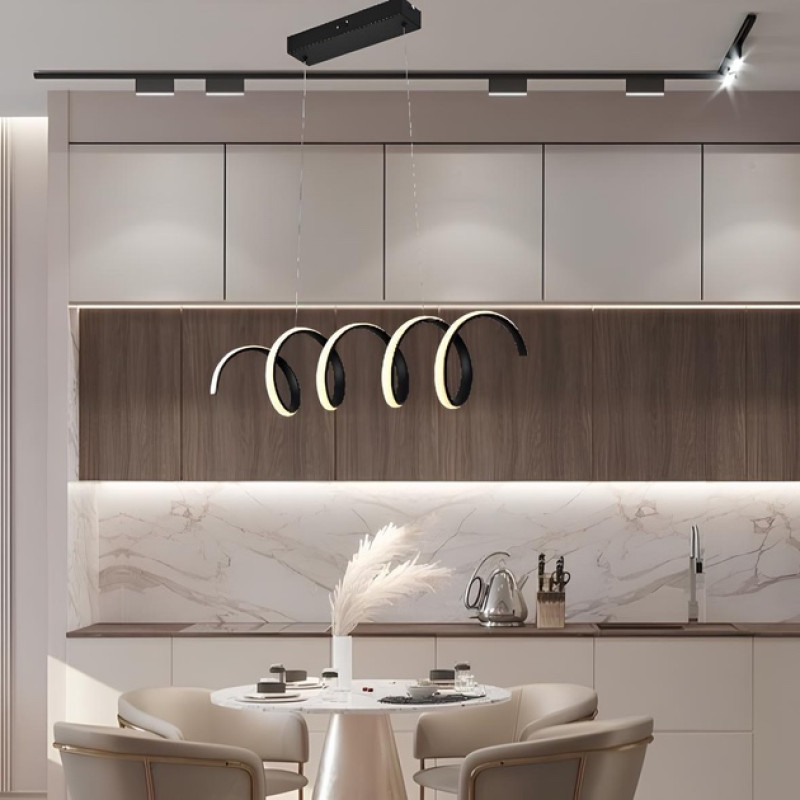 Підвісна світлодіодна люстра Sirius 52W з плафоном у формі спіралі 3000-6500К чорна IP20 LCD3055 BK