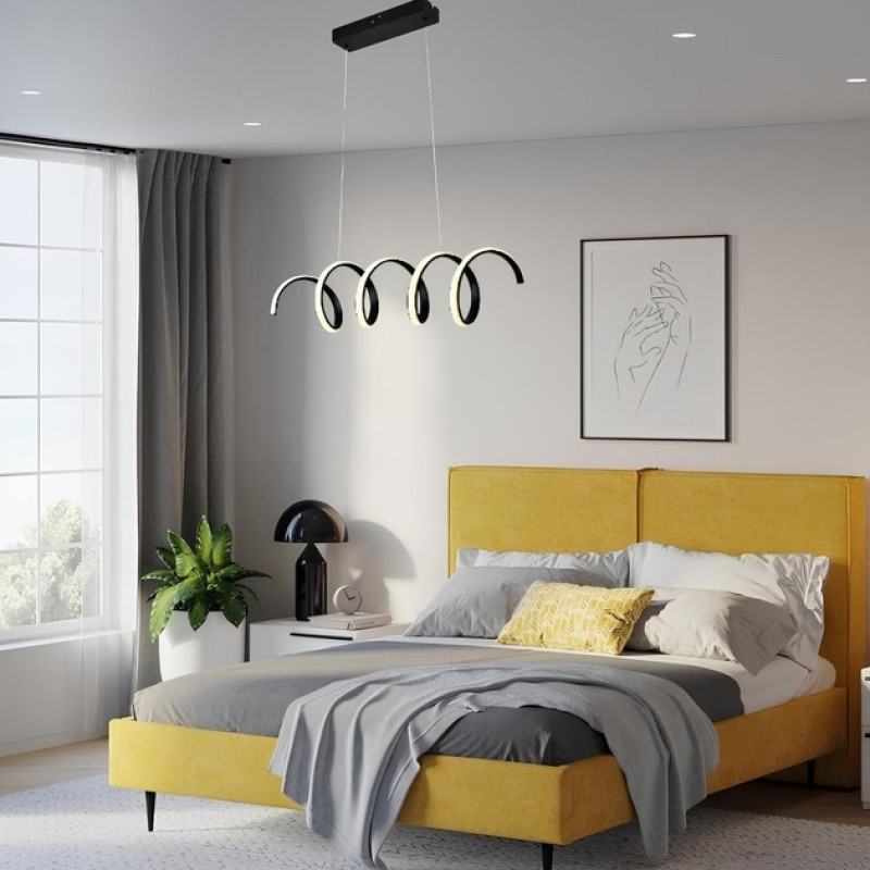 Підвісна світлодіодна люстра Sirius 52W з плафоном у формі спіралі 3000-6500К чорна IP20 LCD3055 BK