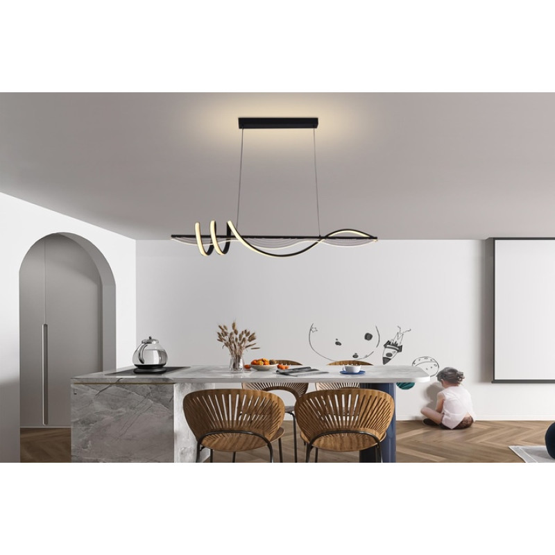 Підвісна світлодіодна люстра Sirius 62W з пультом 3000-6500К чорна IP20 LCD3088 BK