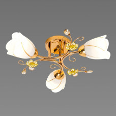 Потолочная люстра Sirius на три плафона в виде цветка под лампу Е27 золотая IP20 B N0282/3