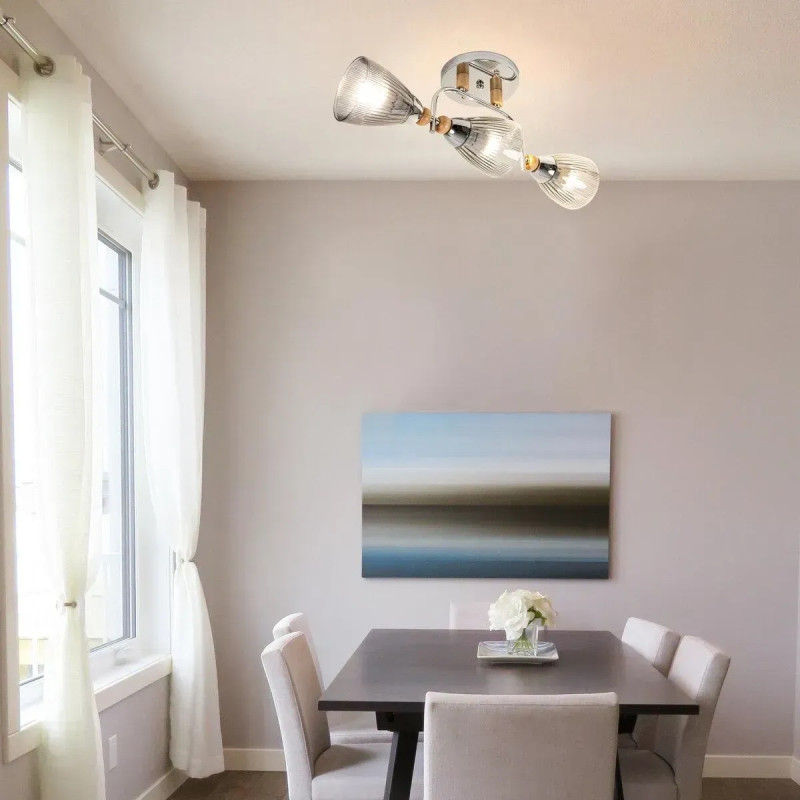 Потолочная люстра Sirius на три рельефных плафона под лампу Е27 хром IP20 Л 8084/3А