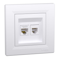 Розетка двойная телефонная RJ11 + компьютерная RJ45 Asfora Schneider Electric белая EPH4900121